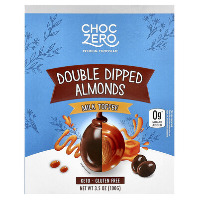 Product Image for ChocZero, Premium Chocolate, Double Dipped Almonds, Milk Toffee, 3.5 oz (100 g)
