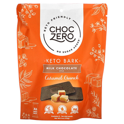 ChocZero Keto Bark, молочный шоколад, карамель