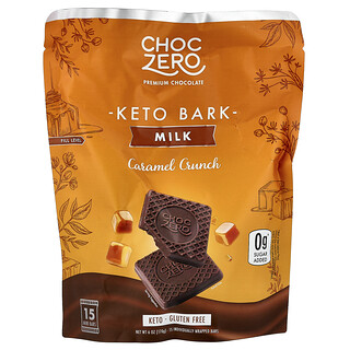ChocZero, Keto Bark, Milk Chocolate, Caramel Crunch, 15 Mini Bars, 6 oz (170 g)