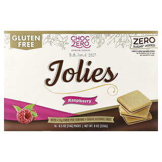 ChocZero, Galletas prémiums, Jolie, Frambuesa, 16 paquetes, 14 g (0,5 oz) cada uno
