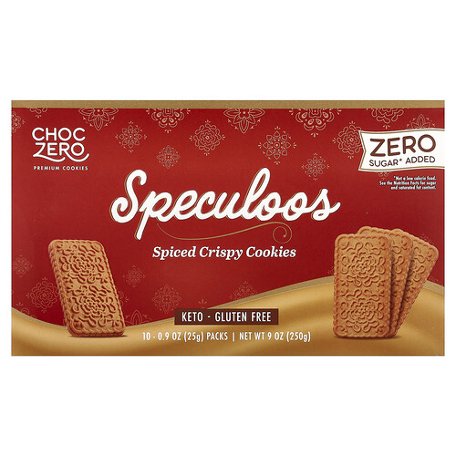 Choczero Premium Cookies, Speculoos, Spiced Crispy Cookies, 10 Packs, 0.9 oz (25 g) Each