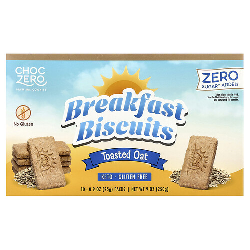 Choczero Premium Cookies, Breakfast Biscuits, Toasted Oat, 10 Packs (0.9 oz (25 g) Each