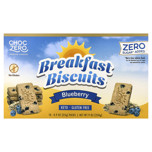 ChocZero, Frühstückskekse, Blaubeere, 10 Packungen, je 25 g