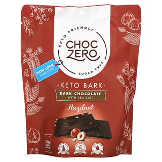 ChocZero, Dark Chocolate With Sea Salt, Hazelnuts, Sugar Free, 6 Bars, 1 oz Each
