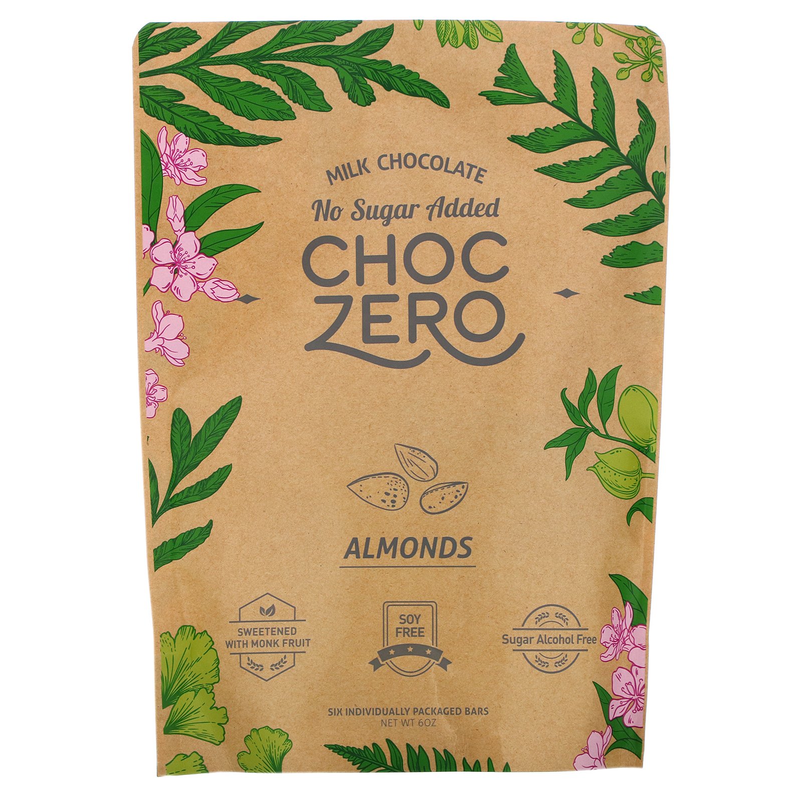在庫あり 即出荷可 5％OFF ChocZero ミルクチョコレート アーモンド 各1オンス 6本 砂糖不使用