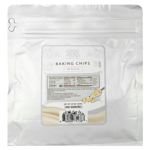 ChocZero, Baking Chips, Schokoladenstückchen zum Backen, weiß, 560 g (20 oz.)