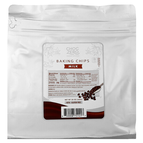 ChocZero, Baking Chips, Schokoladenstückchen zum Backen, Milchschokolade, 560 g (20 oz.)