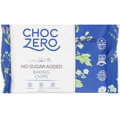 ChocZero Milk Chocolate Baking Chips, No Sugar Added, 7 oz