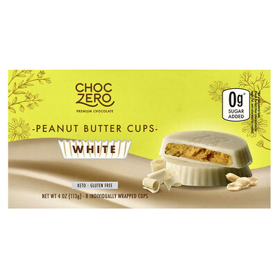 Product Image for ChocZero, White Chocolate Peanut Butter Cups, 8 Cups, 4 oz (113 g)