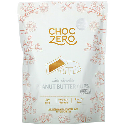 ChocZero White Chocolate Peanut Butter Cups, 3 oz