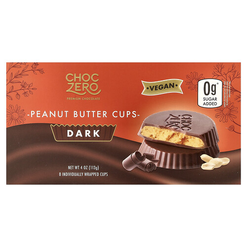 ChocZero, Peanut Butter Cups, Dark, Erdnussbutter-Cups, dunkle Schokolade, 8 einzeln verpackte Cups, 113 g (4 oz.)
