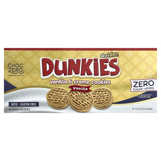 ChocZero, Golden Dunkies, Vanilla & Creme Cookies, Vanilla, 12 balení, 21 g