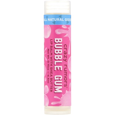 Crazy Rumors Lip Balm with Shea Butter, Bubble Gum, 0.15 oz (4.4 ml)