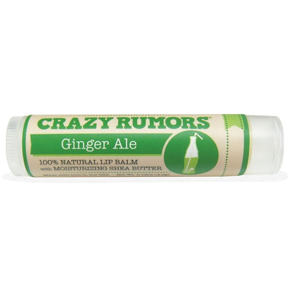 Crazy Rumors, 100%-ный натуральный бальзам для губ, Имбирное пиво, 0,15 унции (4,4 мл)
