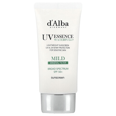 D'alba , Uv Essence Waterfull+ Sunscreen, Mineral Filter, Mild, Spf 50, 1.69 Fl Oz (50 Ml)
