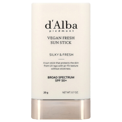 D'alba Vegan Fresh Sun Stick, SPF 50+, 0.7 oz (20 g)