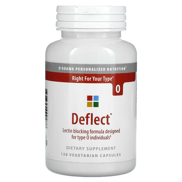 Deflect، تركيبة لتعطيل نشاط الليكتين للأفراد أصحاب فصيلة الدم 0، 120 كبسولة نباتية