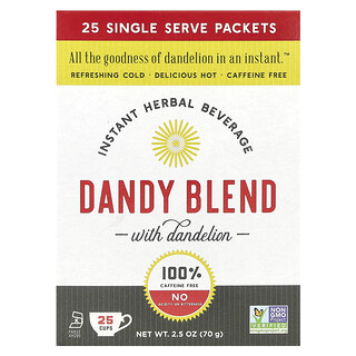 Dandy Blend, Instant Herbal Beverage With Dandelion, Caffeine Free, 25 Single Serving Pouches
