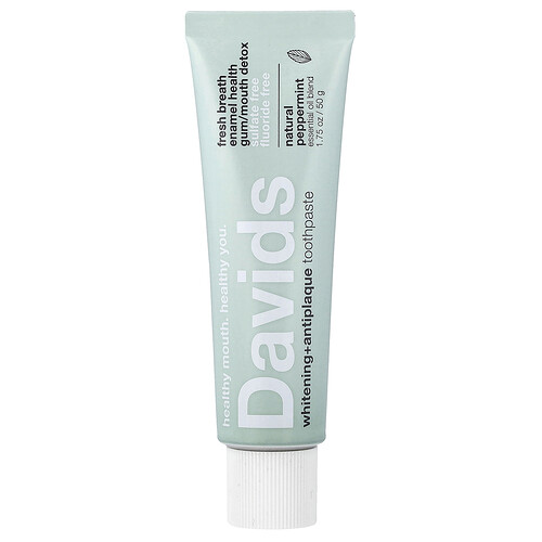 Davids Premium Toothpaste, Whitening Antiplaque, Natural Peppermint, 1.75 oz (50 g)