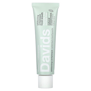 Davids, Premium-Zahnpasta, aufhellend + Antiplaque, natürliche Pfefferminze, 50 g (1,75 oz.)