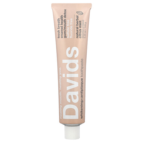 Davids, Whitening + Antiplaque Toothpaste, Natural Herbal Citrus Mint, 5.25 oz (149 g)