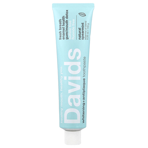 Davids Whitening + Antiplaque Toothpaste, Natural Spearmint , 5.25 oz (149 g)