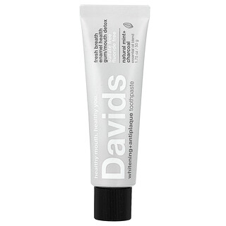 Davids, 优质牙膏，洁白 + 抗牙菌斑，天然薄荷 + 木炭，1.75 盎司（50 克）