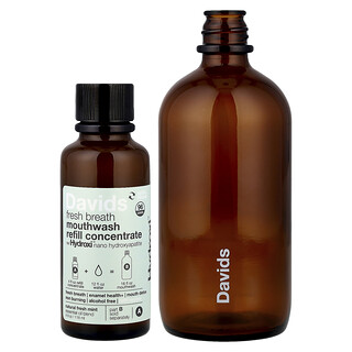 Davids, Fresh Breath Mondwater Navulset, Alcoholvrij, Natuurlijke Verse Munt, 2-delige Set