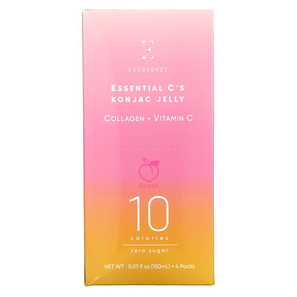Everydaze‏, Essential C's Konjac Jelly, Peach, 4 Pouches, 5.07 fl oz (150 ml ) Each