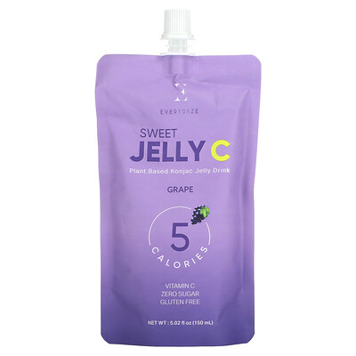 Everydaze Sweet Jelly C, желейный напиток из конжака на растительной основе, виноград, 150 мл (5,02 жидк. Унции)