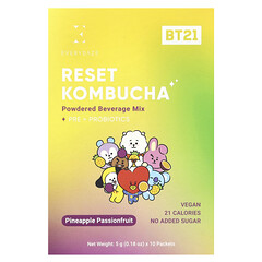 Reset Kombucha, порошкова суміш для приготування напою, ананас і маракуйя, 10 пакетиків по 5 г (0,18 унції)