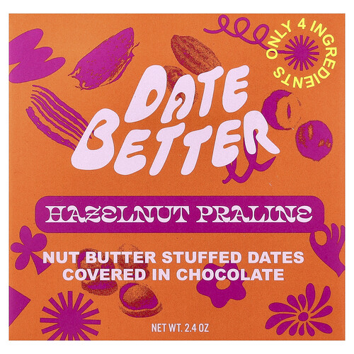 Date Better Snacks, Dates, Hazelnut Praline, 2.4 oz