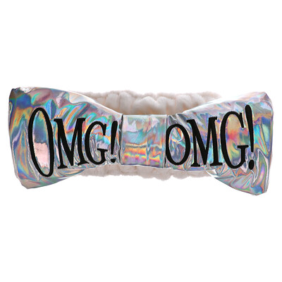Double Dare OMG! Reversible Mega Hair Band, White Plush & Rainbow Platinum, 1 Piece