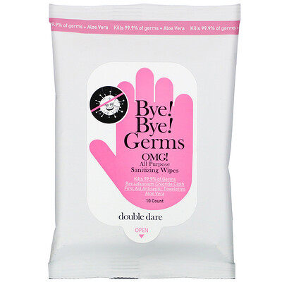 Double Dare OMG!, Bye Bye Germs, All Purpose Sanitizing Wipes, 10 Wipes
