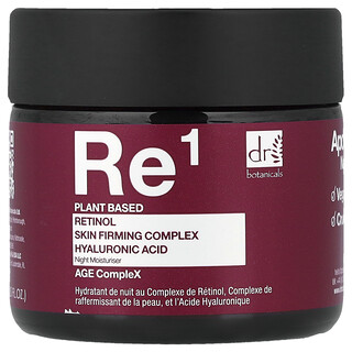 Dr. Botanicals, Re1, Complejo de retinol, Complejo reafirmante de la piel y ácido hialurónico, Humectante de noche, 60 ml (2 oz. líq.)