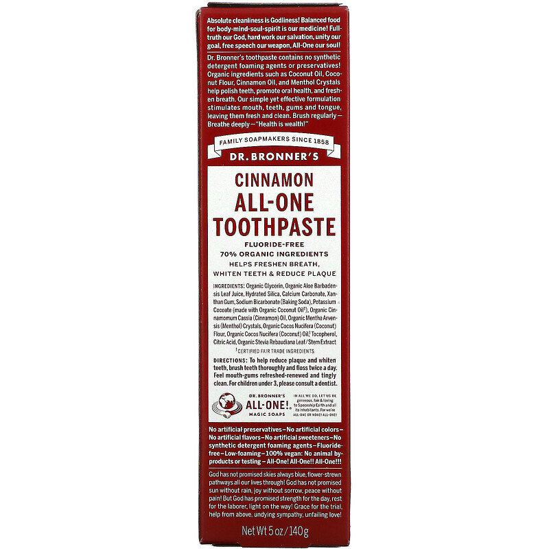 Dr. Bronner's, AllOne Toothpaste, Cinnamon, 5 oz (140 g)