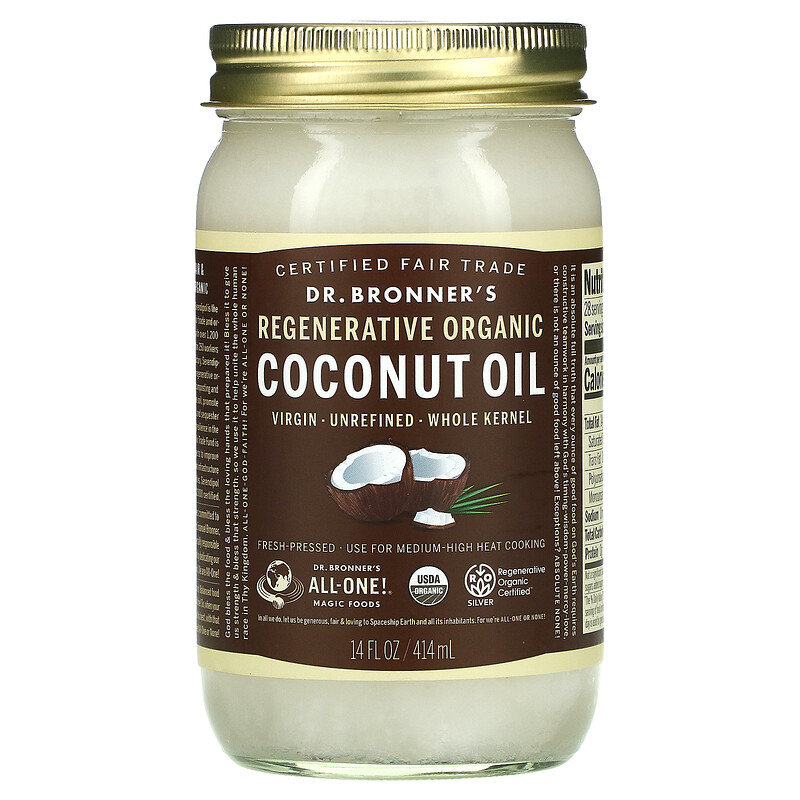Dr. Bronner's, Regenerative Organic Coconut Oil, Whole Kernel, 14 fl oz