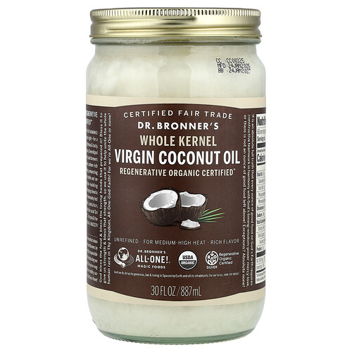 Dr. Bronner's, Organic Virgin Coconut Oil, Whole Kernel, 30 fl oz (887 ml)