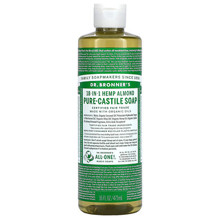 Dr. Bronner's, 18-in-1 Hemp Pure-Castile Soap, Almond, 16 fl oz (473 ml)