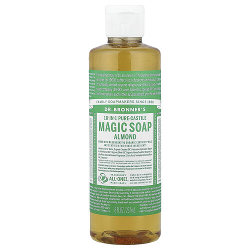 Dr. Bronner's, 18-in-1 Pure-Castile Magic Soap, Almond, 8 fl oz (237 ml)