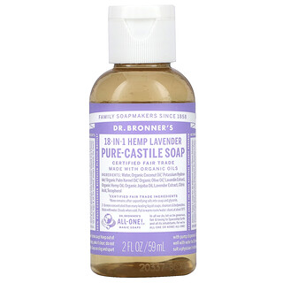 Dr. Bronner's, 18-in-1 Hemp Pure-Castile Soap, Lavender, 2 fl oz (59 ml)