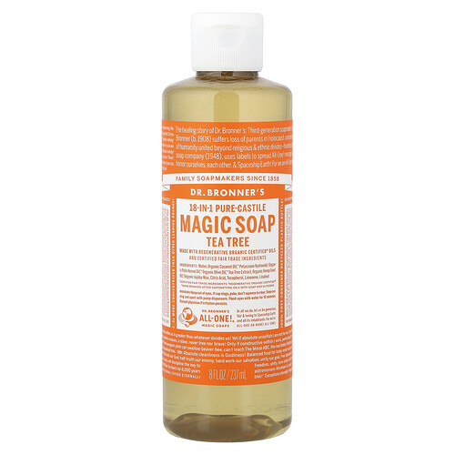 Dr. Bronner's, 18-in-1 Pure-Castile Magic Soap, Tea Tree, 8 fl oz (237 ml)