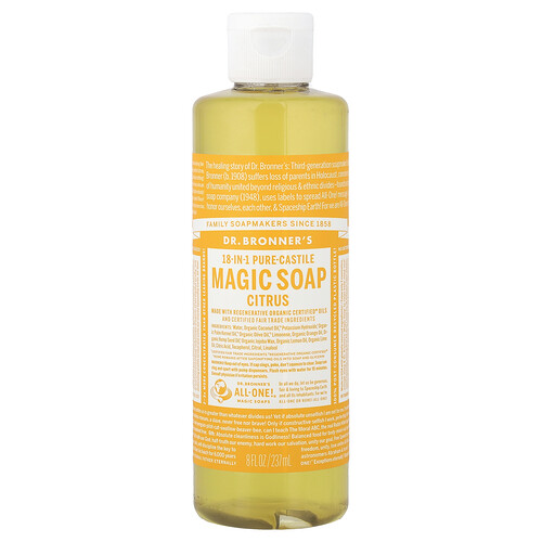 Dr. Bronner's, 18-in-1 Pure-Castile Magic Soap, Citrus, 8 fl oz (237 ml)