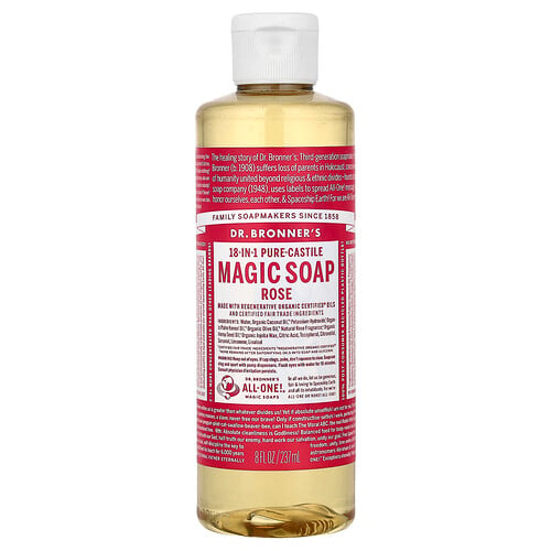 Dr. Bronner's, 18-in-1 Pure-Castile Magic Soap, Rose, 8 fl oz (237 ml)