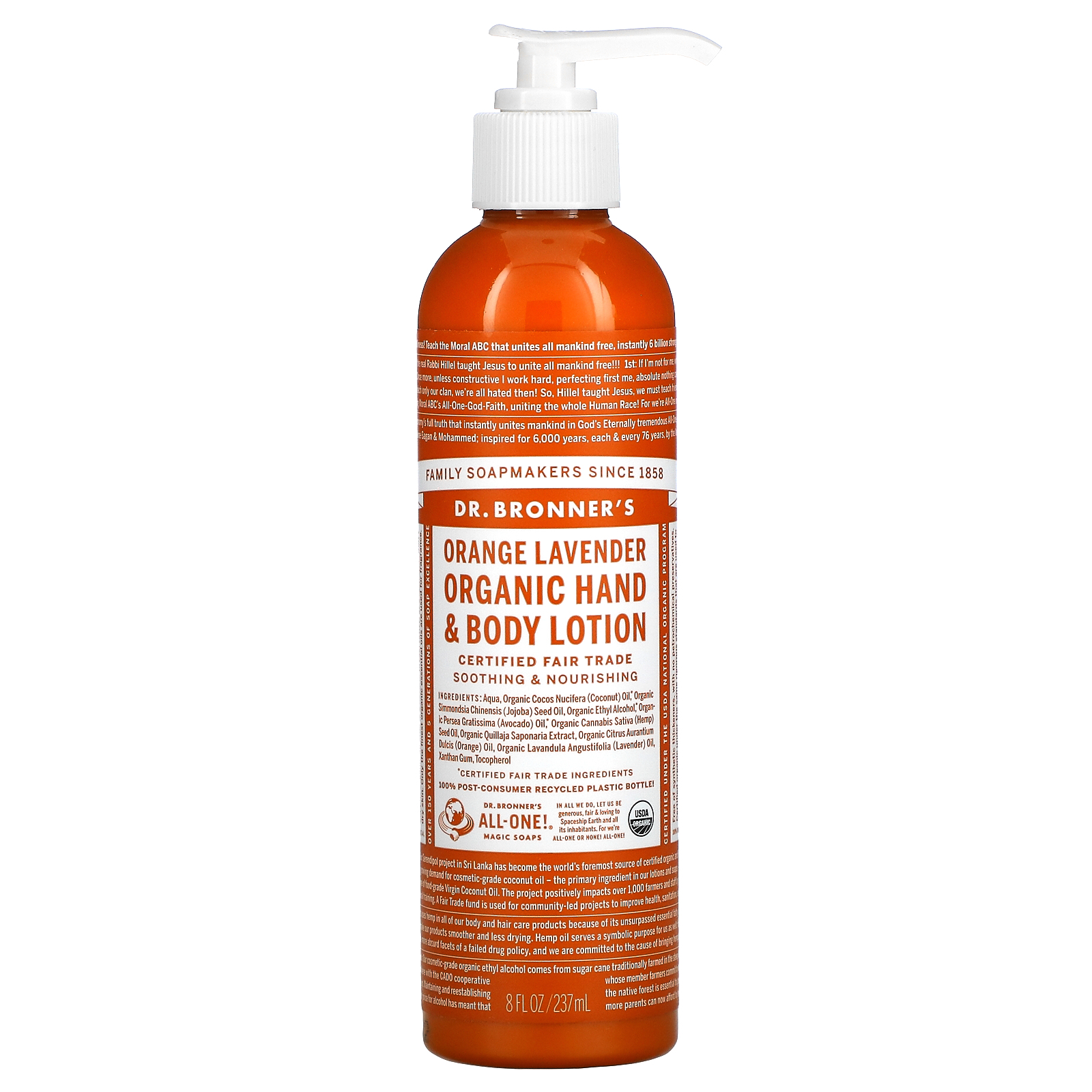 Dr. Bronner's, Organic Hand & Body Lotion, Orange Lavender, 8 fl oz