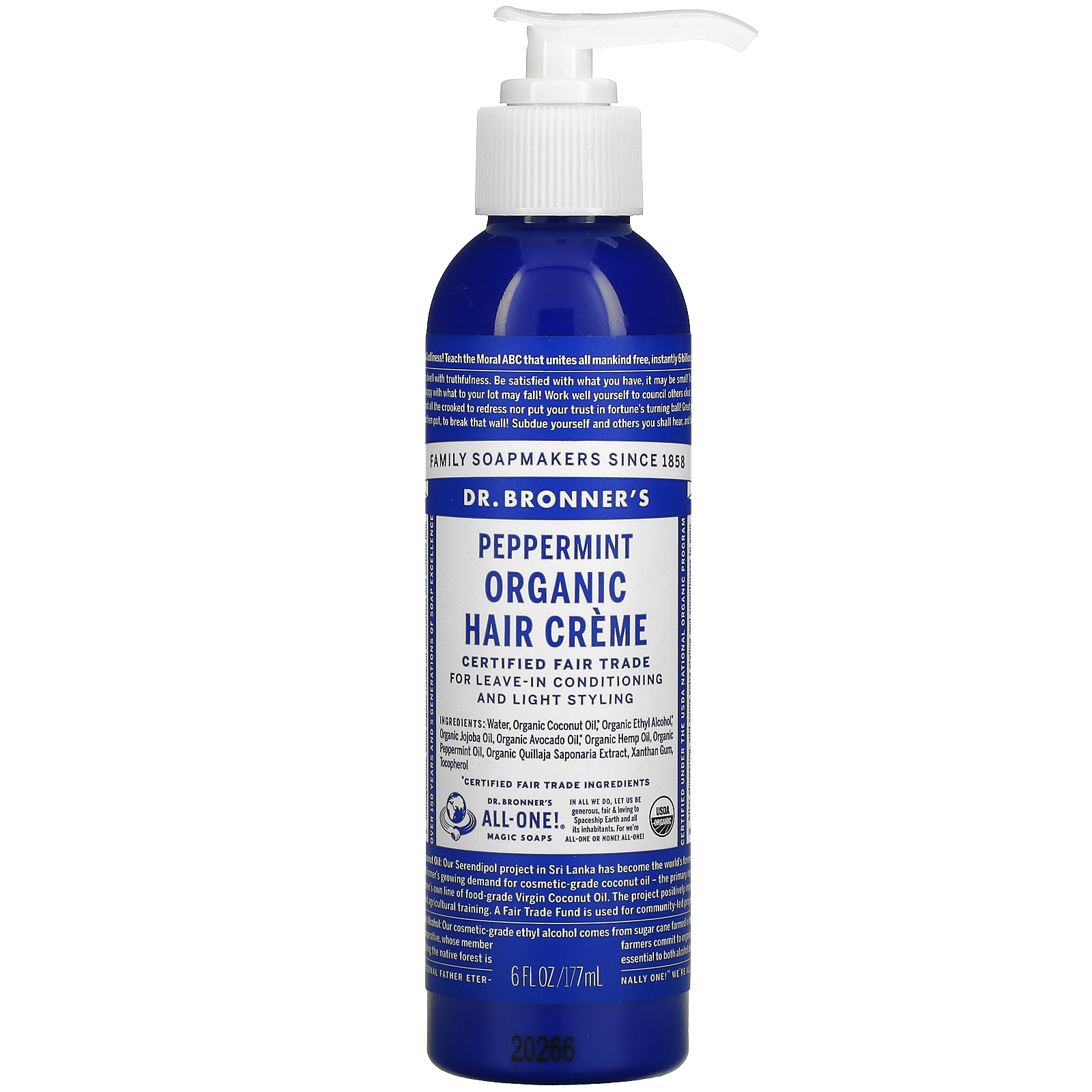 Dr. Bronner's, Organic Hair Creme, Peppermint, 6 fl oz (177 ml) iHerb