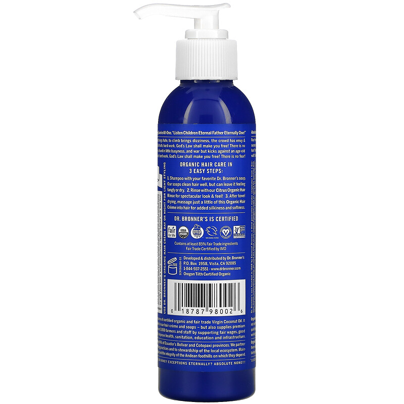 Dr. Bronner's, Organic Hair Creme, Peppermint, 6 fl oz (177 ml) iHerb