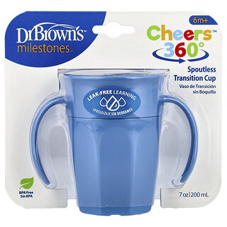 دكتور براونز‏, Milestones ™ ، Cheers360 ™ ، كوب انتقالي ، +6 أشهر ، أزرق ، 7 أونصات (200 مل)