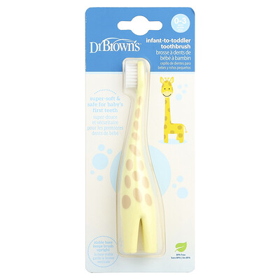 Dr. Brown's, Infant-to-Toddler Toothbrush, 0-3 Years, Yellow, Giraffe, 1 Toothbrush