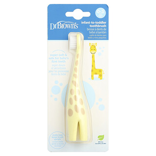 Dr. Brown's, Infant-to-Toddler Toothbrush, 0-3 Years, Yellow, Giraffe, 1 Toothbrush